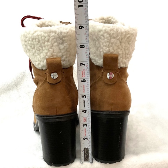 Nine West Lace Up Chunky Combat Boots Chestnut Brown Grunge Biker Booties Sz 9 - Picture 15 of 16